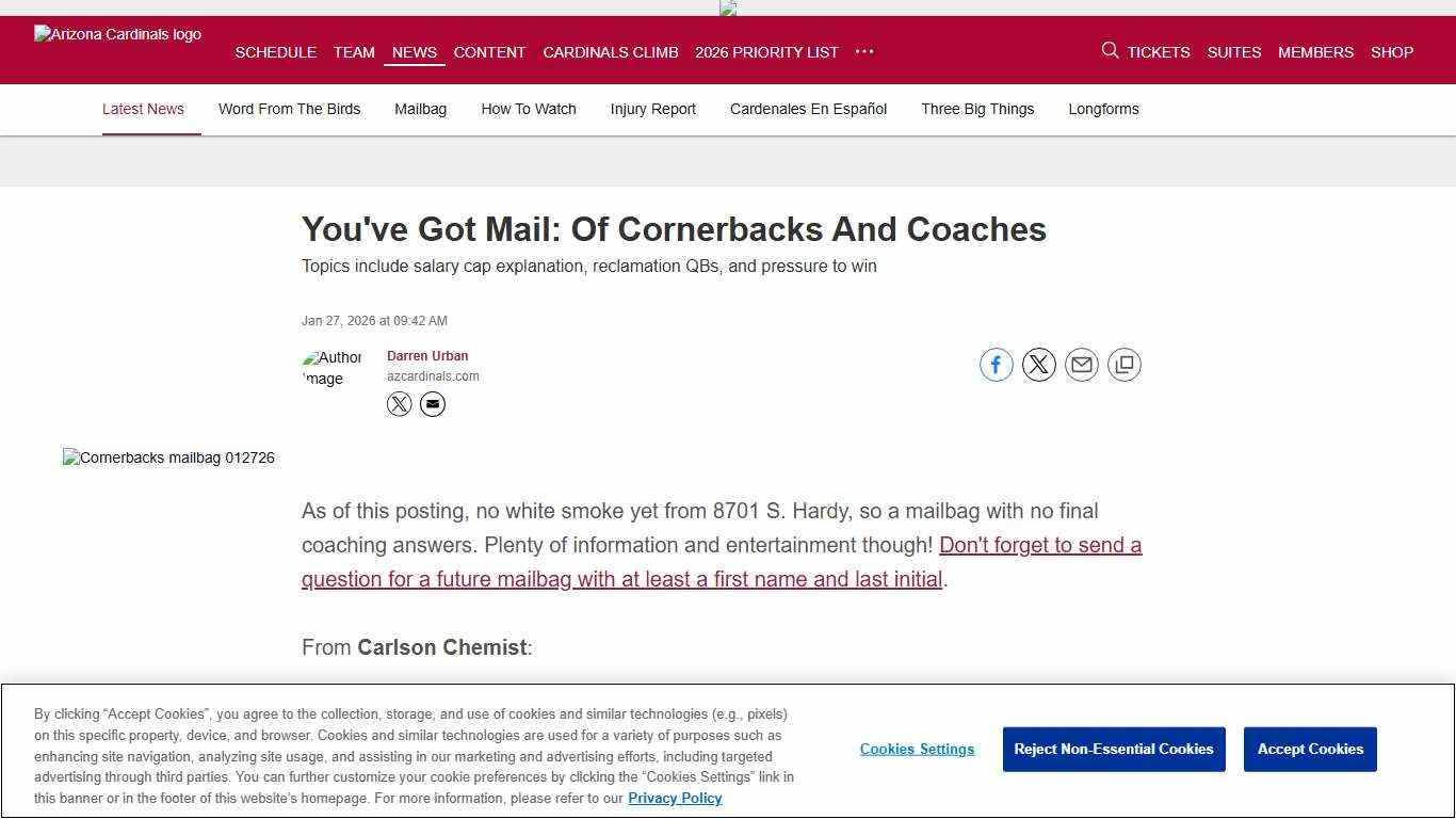 You've Got Mail: Of Cornerbacks And Coaches